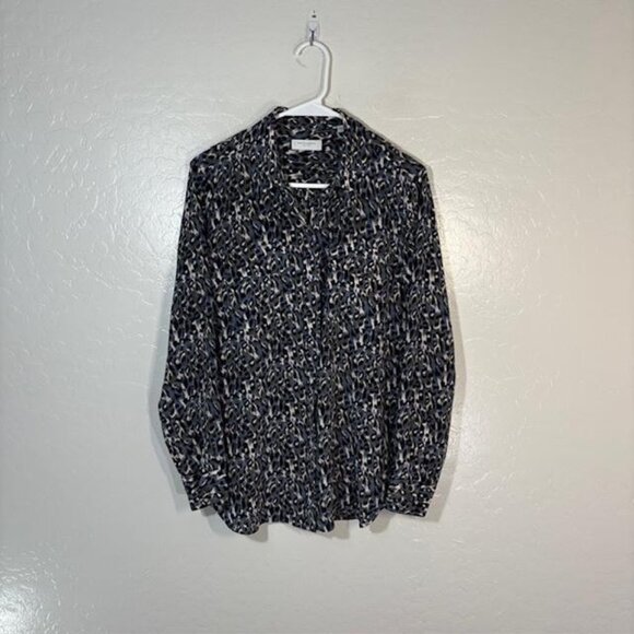Equipment Femme Shirt Womens Medium Silk Button Down Animal Print Long Sleeve - Picture 1 of 7